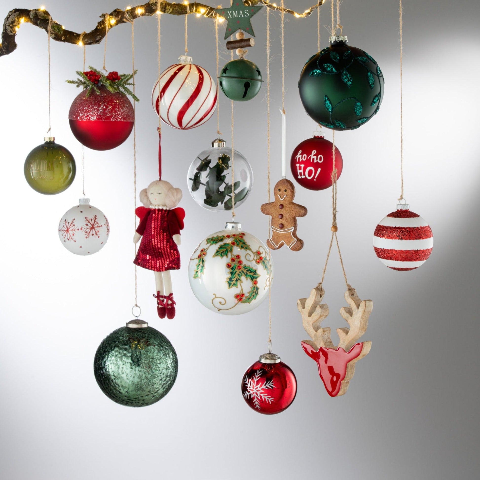 Red Glass Christmas Baubles Set (x6)