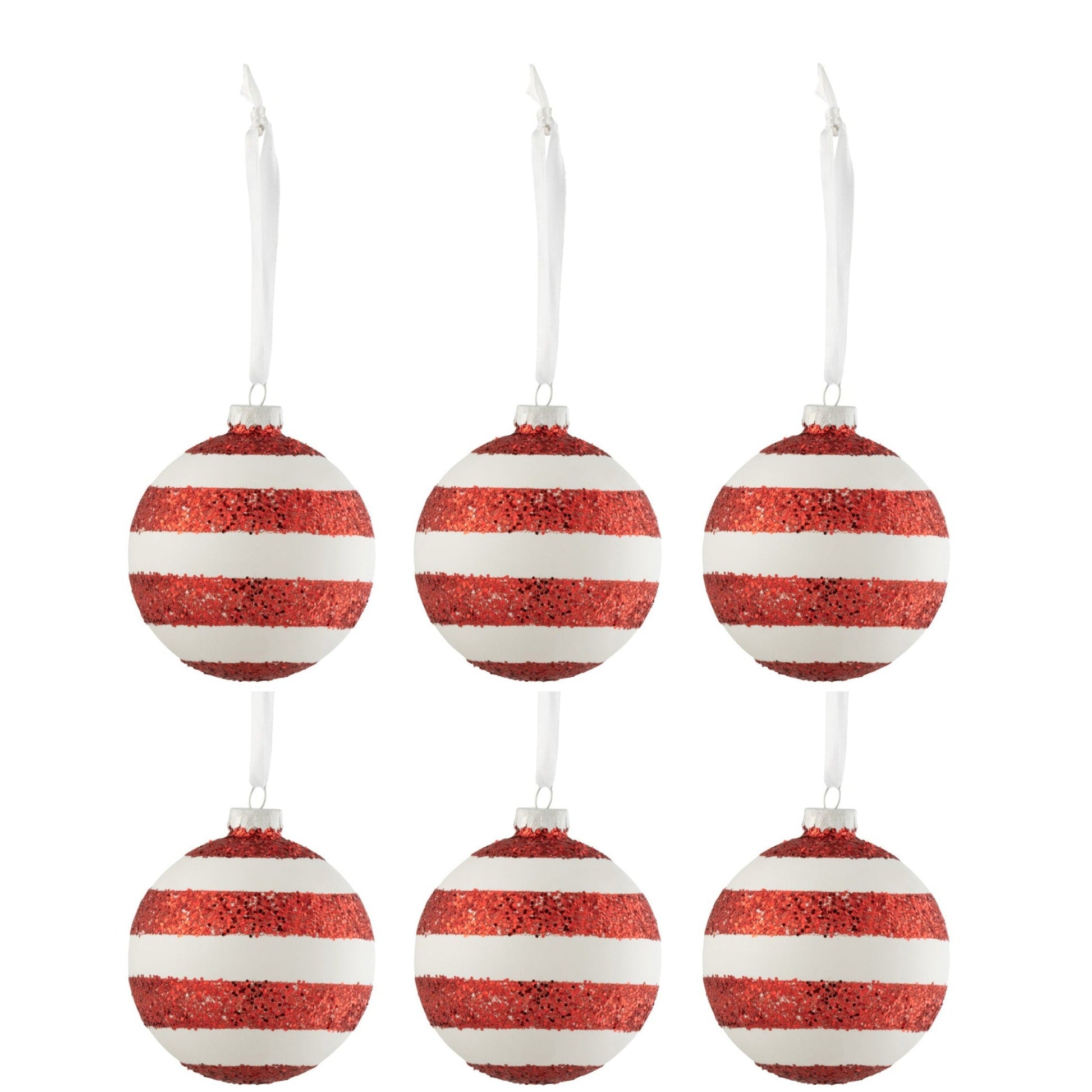 Red Glass Christmas Baubles Set (x6)