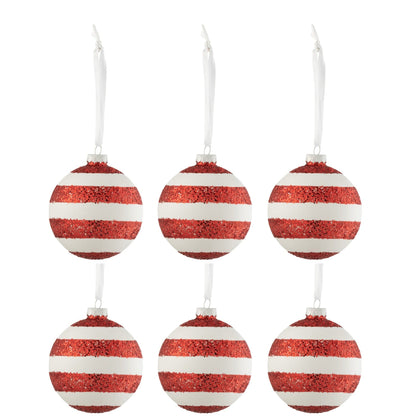 Red Glass Christmas Baubles Set (x6)