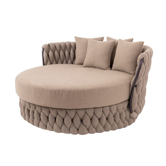 Round Beige Fabric Sofa