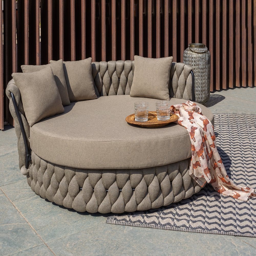 Round Beige Fabric Sofa