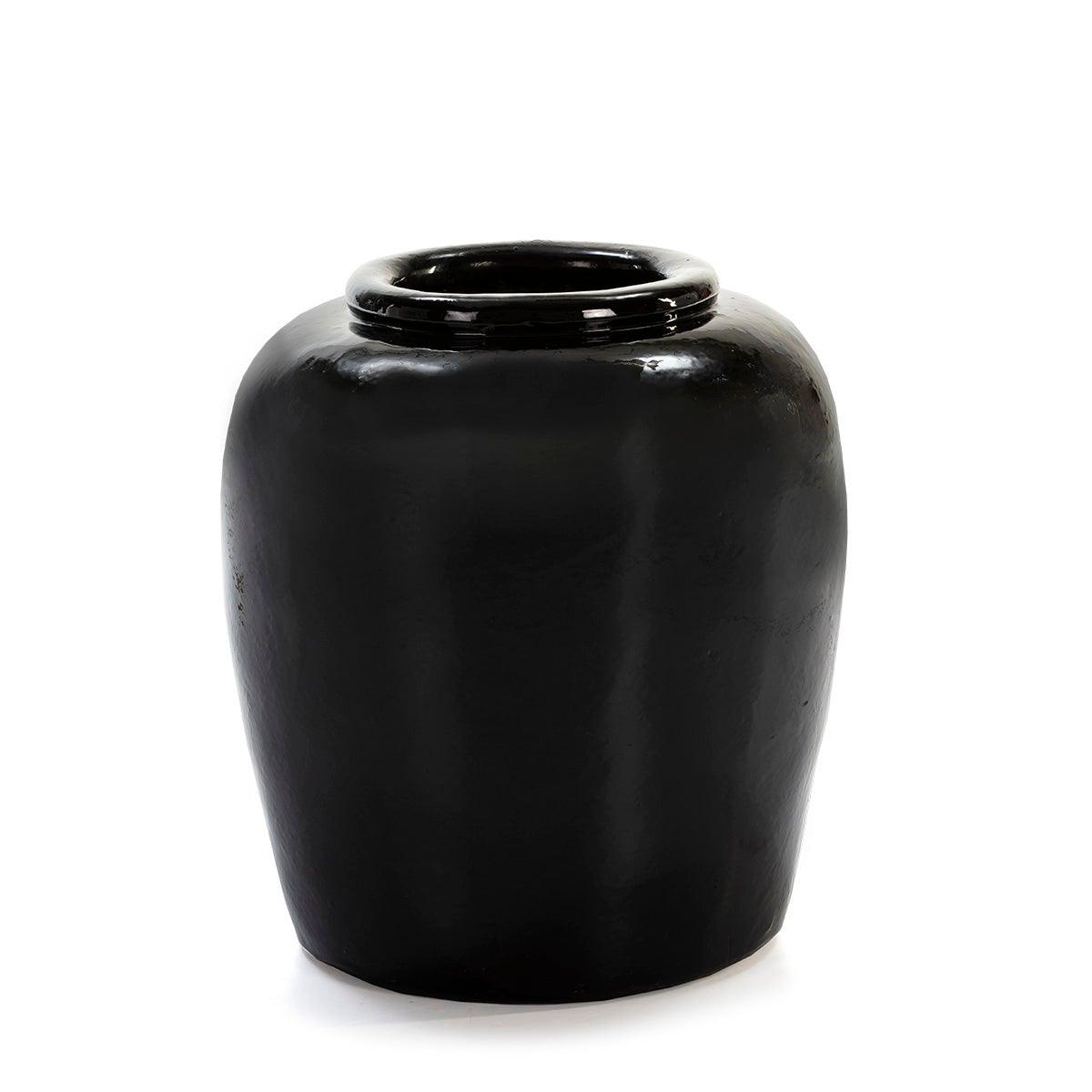 Round Black Ceramic Vase