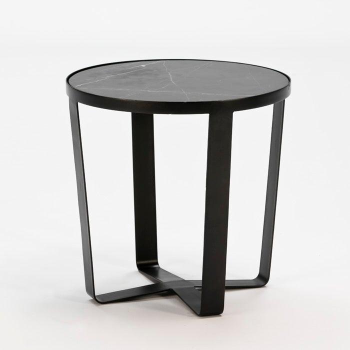 Round Black Marble Side Table