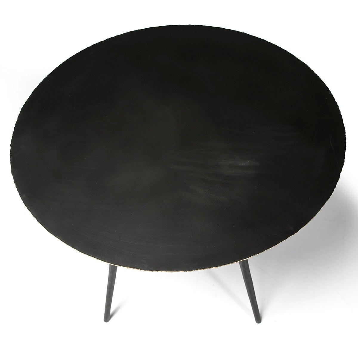 Round Black Metal Dining Table W/Gold