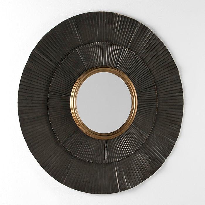 Round Brown Metal Mirror