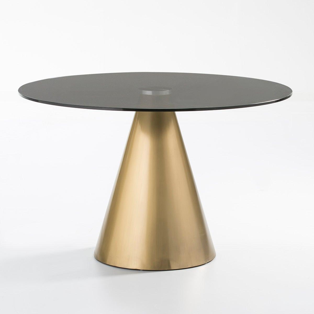 Round Gold Metal Dining Table W/Glass