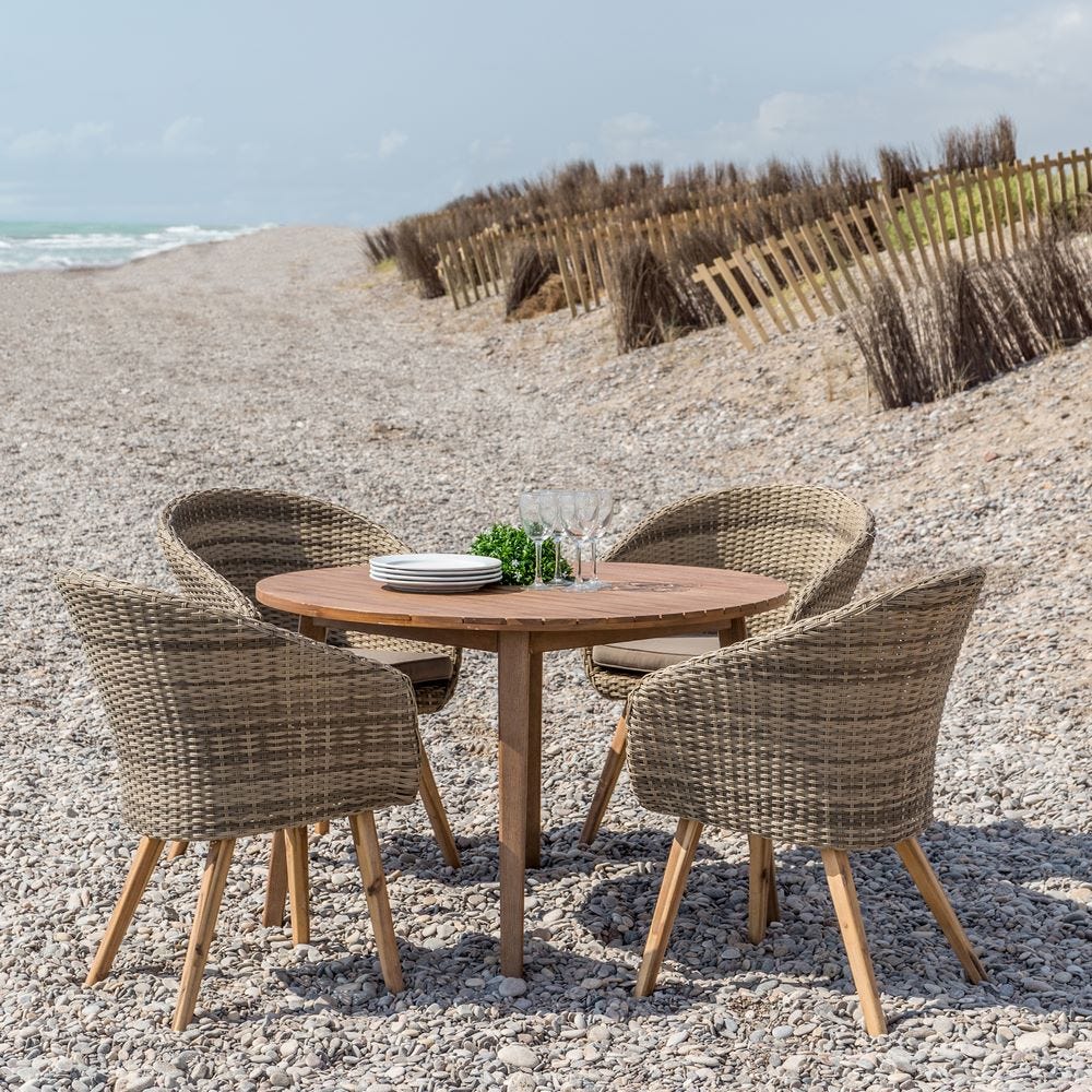 Round Nature Wood Dinning Table