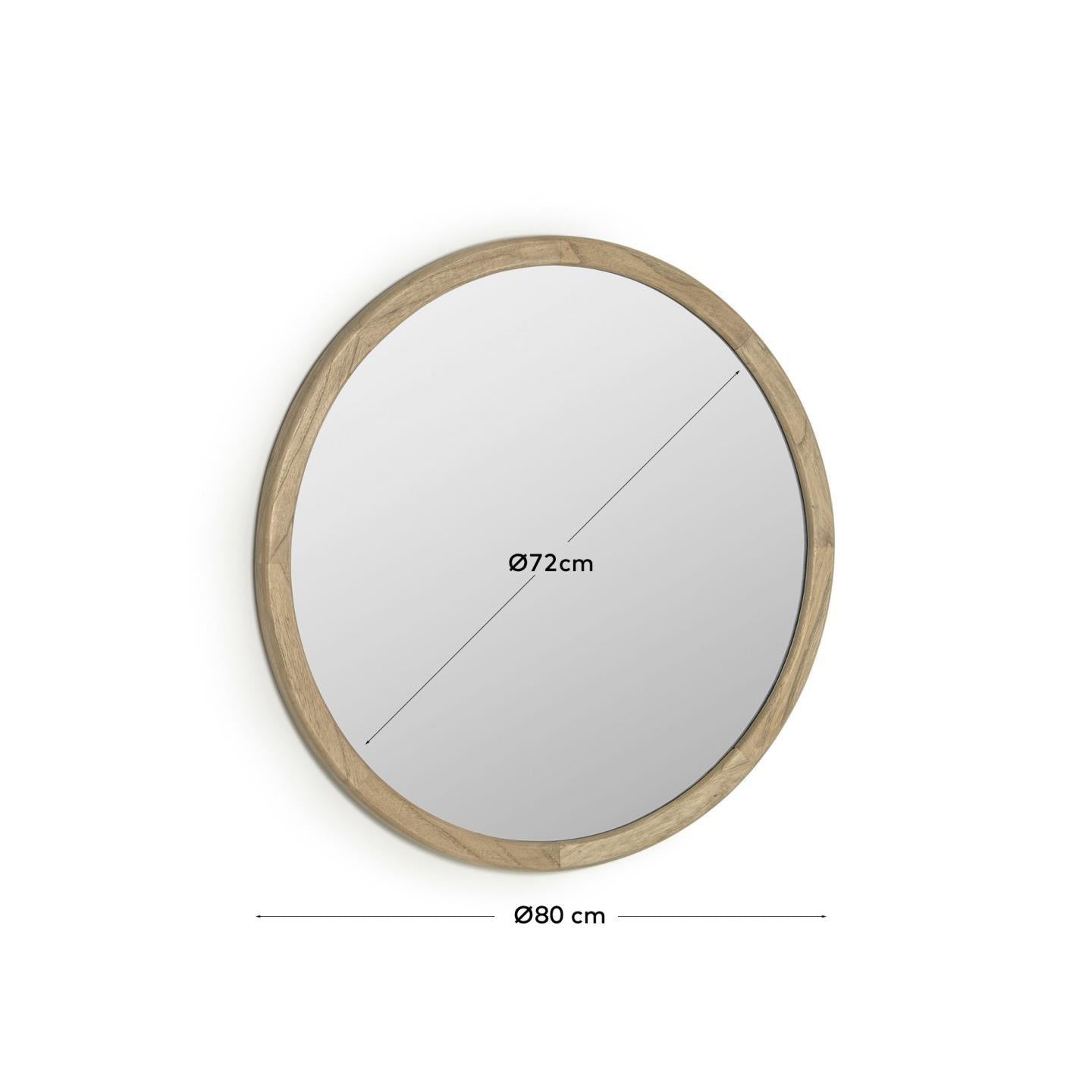 Round Wood Mirror