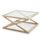 Square Wood Coffee Table W/Glass