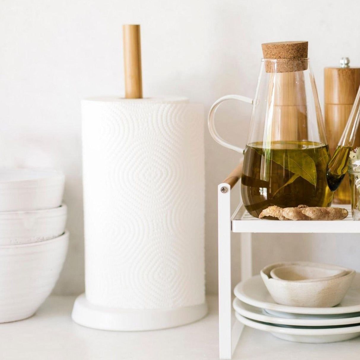 White Ceramic Kitchen Paper Holder