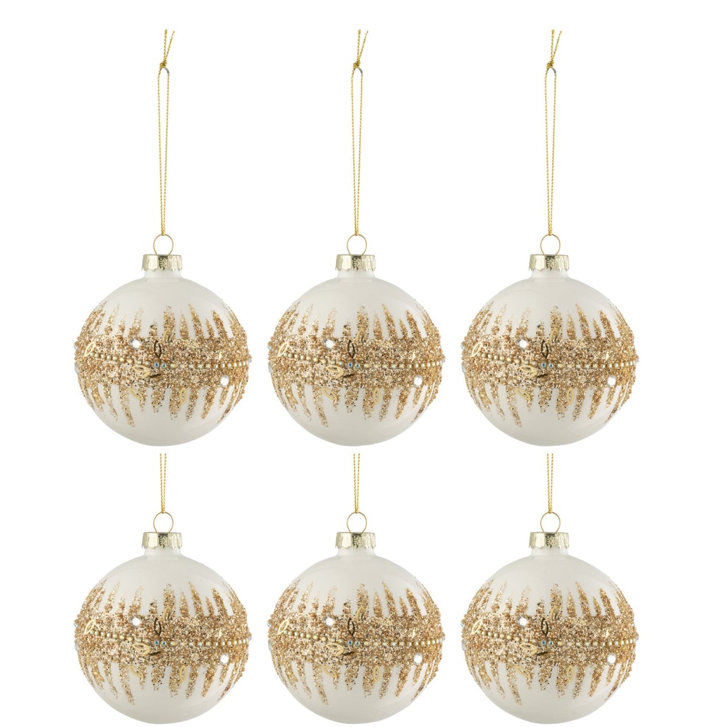 White Glass Christmas Baubles Set (x6)