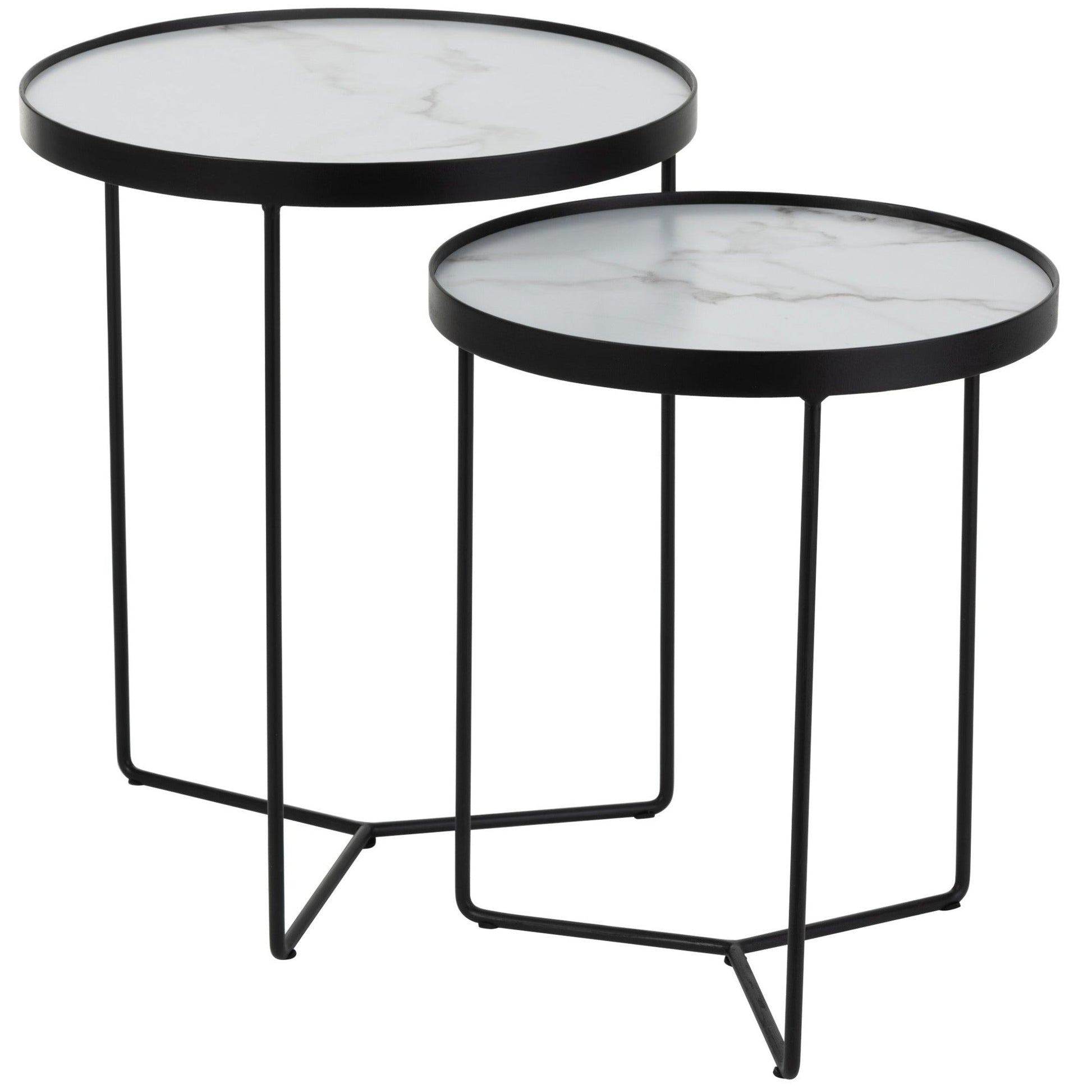 White Marble Side Table Set (x2)
