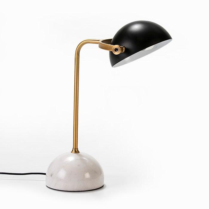 White Marble Table Lamp W/Metal
