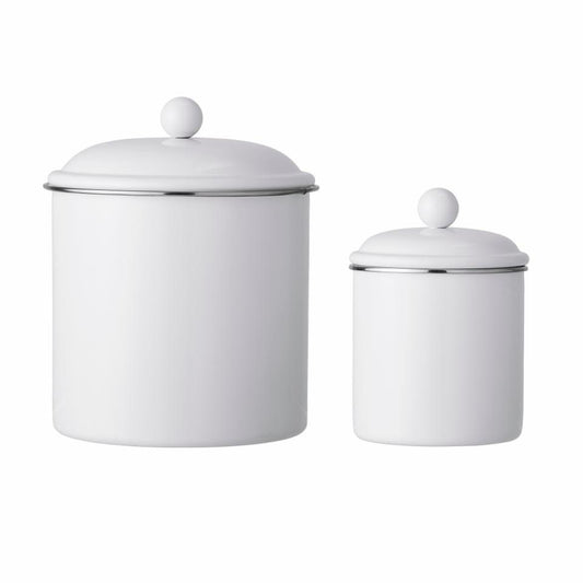 White Metal Jar W/Lid Set (x2)