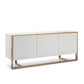 White Wood Sideboard W/Metal