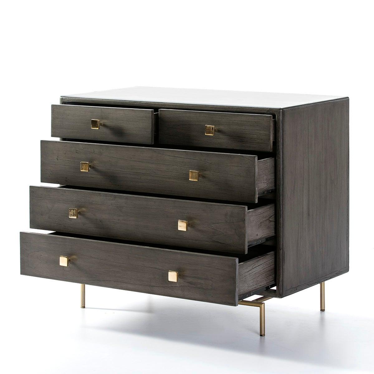 Wood Chest Of Drawers W/Metal