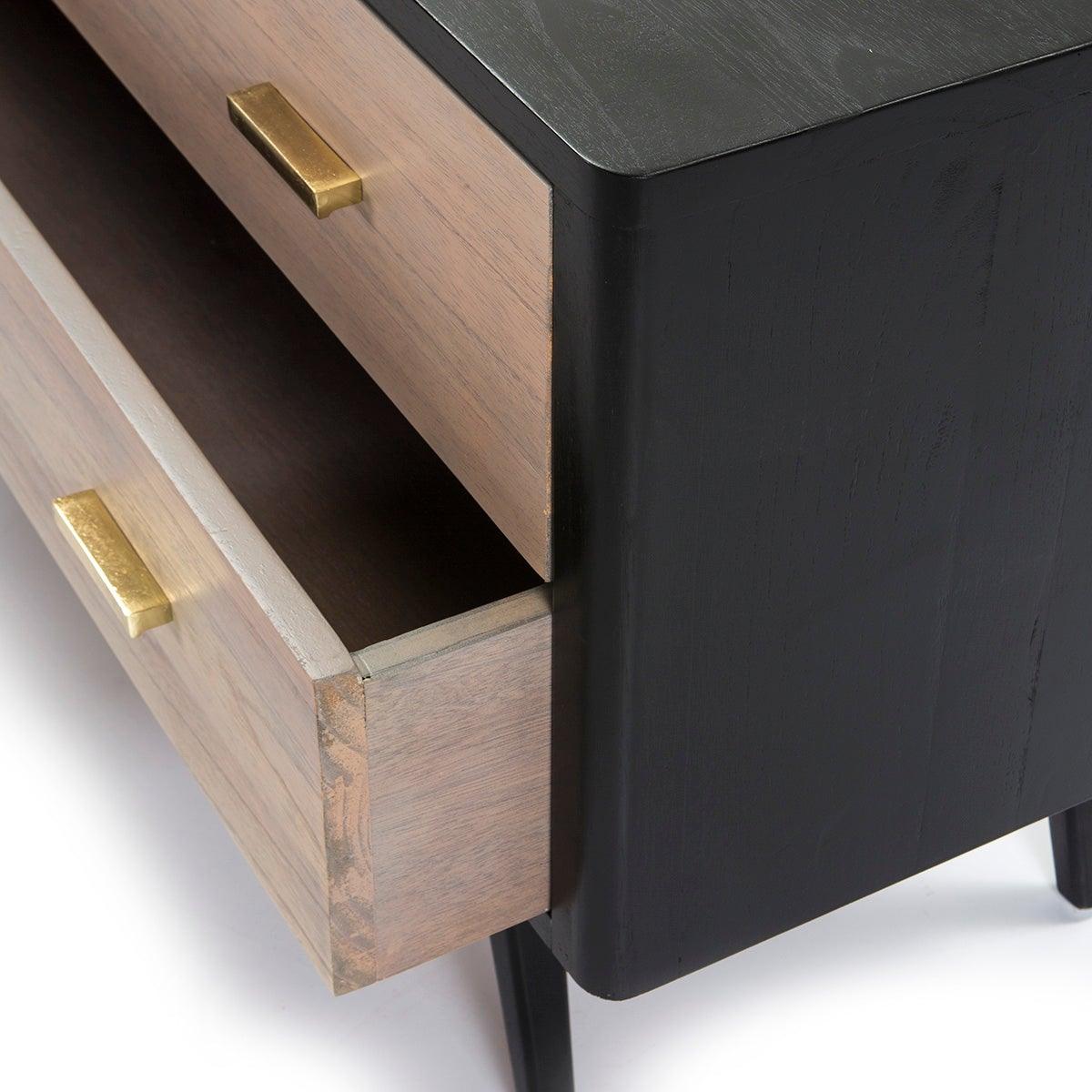 Wood Sideboard W/Gold Handles